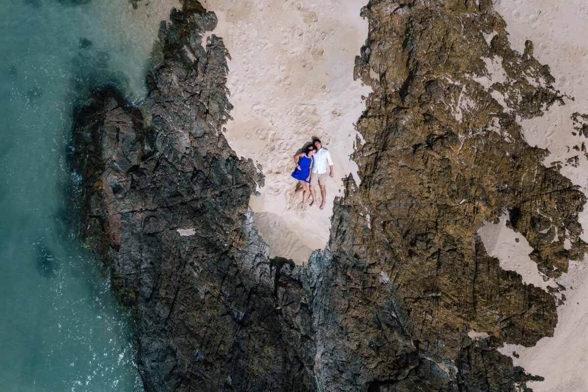 Aerial drone view of the Koh Samui coastline and beach